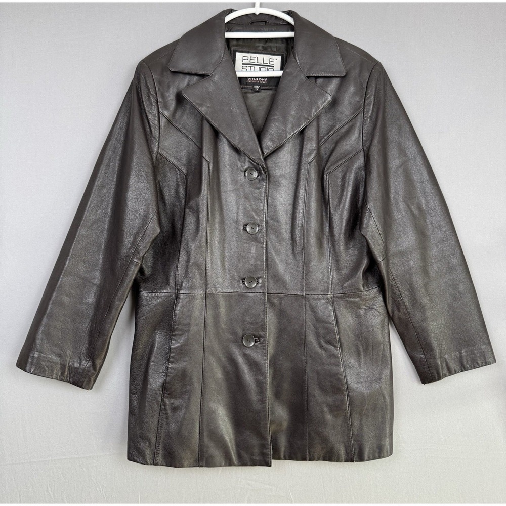 Vintage Wilsons Black Leather Blazer Jacket Womens 1X Collared Button Pelle 90s